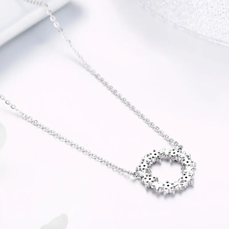 (slika za) Srebrna ogrlica z obeskom v slogu Pandora, polna zvezd - BSN028 - Ogled 2