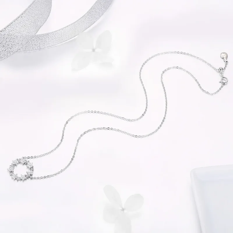 (slika za) Srebrna ogrlica z obeskom v slogu Pandora, polna zvezd - BSN028 - Ogled 3