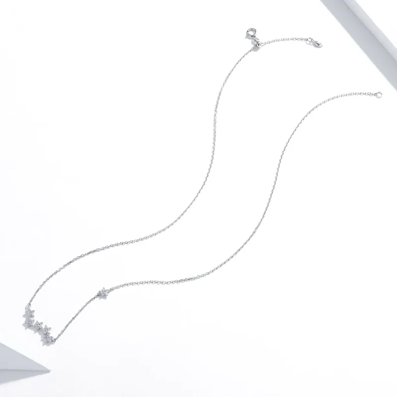 (slika za) Srebrna ogrlica z obeskom z utripajočimi zvezdami v stilu Pandora - SCN419 - Ogled 4