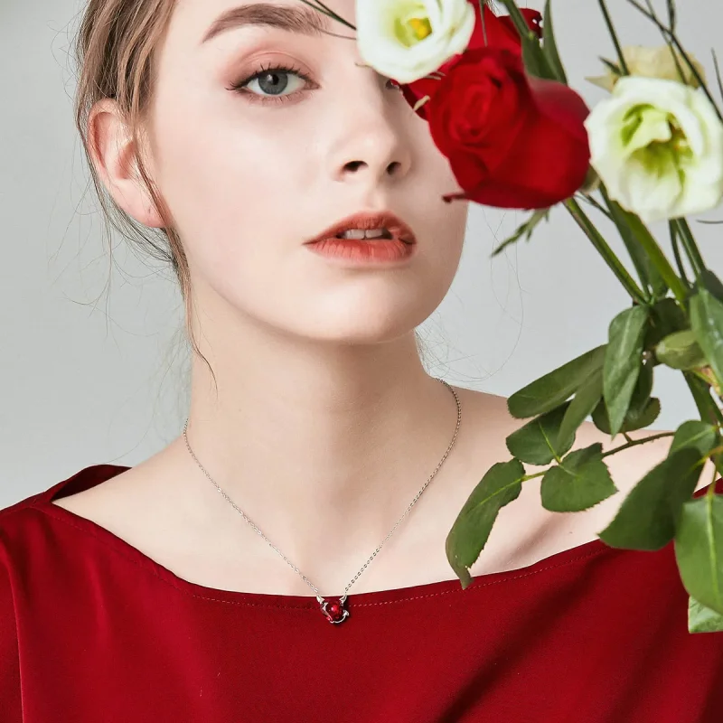 (slika za) Srebrna ogrlica z rdečim hudičem v stilu Pandora - SCN286 - Ogled 6