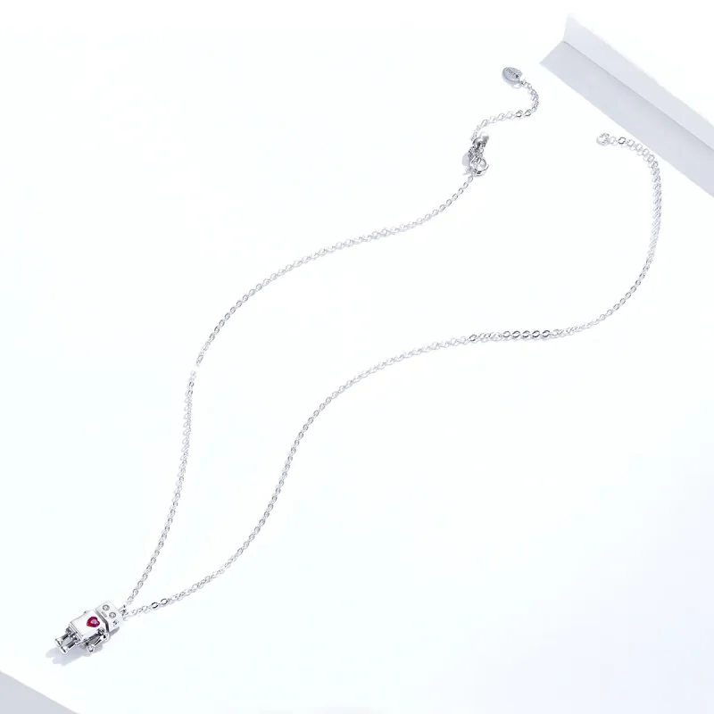 (slika za) Srebrna ogrlica z robotom ljubezni v stilu Pandora - SCN388 - Ogled 2