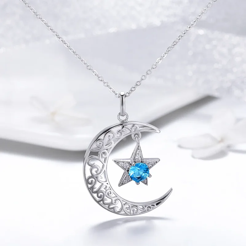 (slika za) Srebrna ogrlica z zvezdnatim nebom v stilu Pandora - SCN278 - Ogled 4