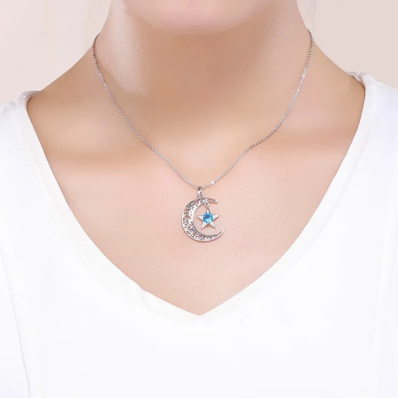 (slika za) Srebrna ogrlica z zvezdnatim nebom v stilu Pandora - SCN278 - Ogled 6