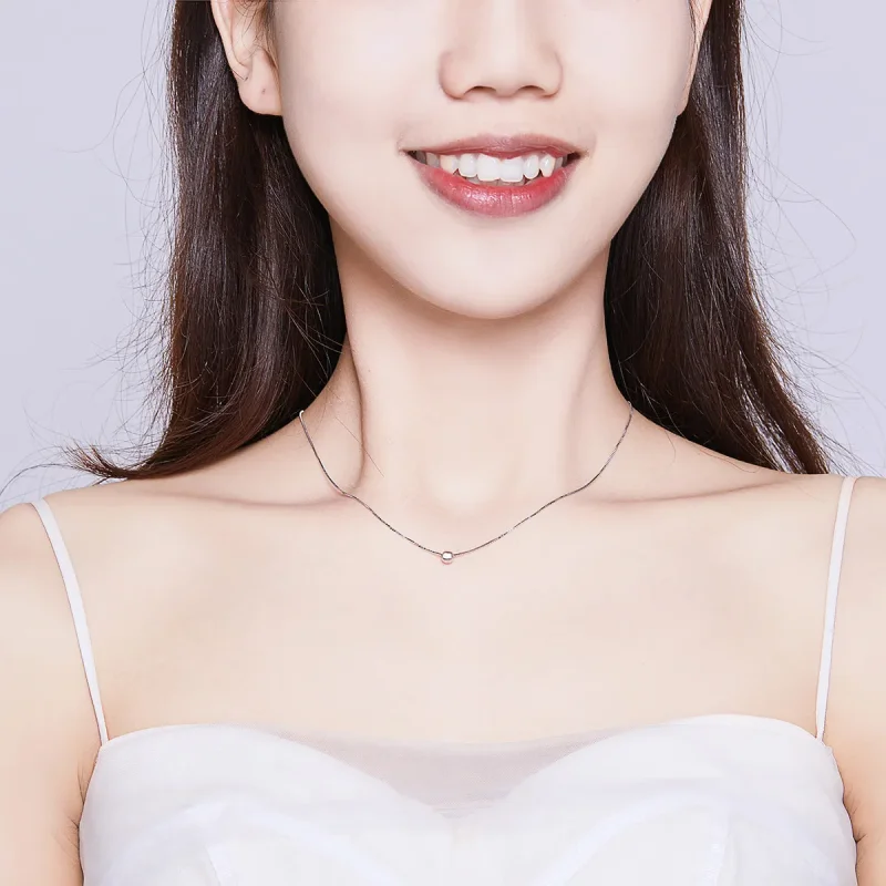 (slika za) Srebrna preprosta ogrlica z obeskom iz fižola v stilu Pandora - BSN097 - Ogled 7