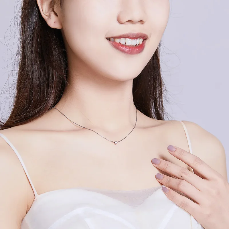 (slika za) Srebrna preprosta ogrlica z obeskom iz fižola v stilu Pandora - BSN097 - Ogled 8