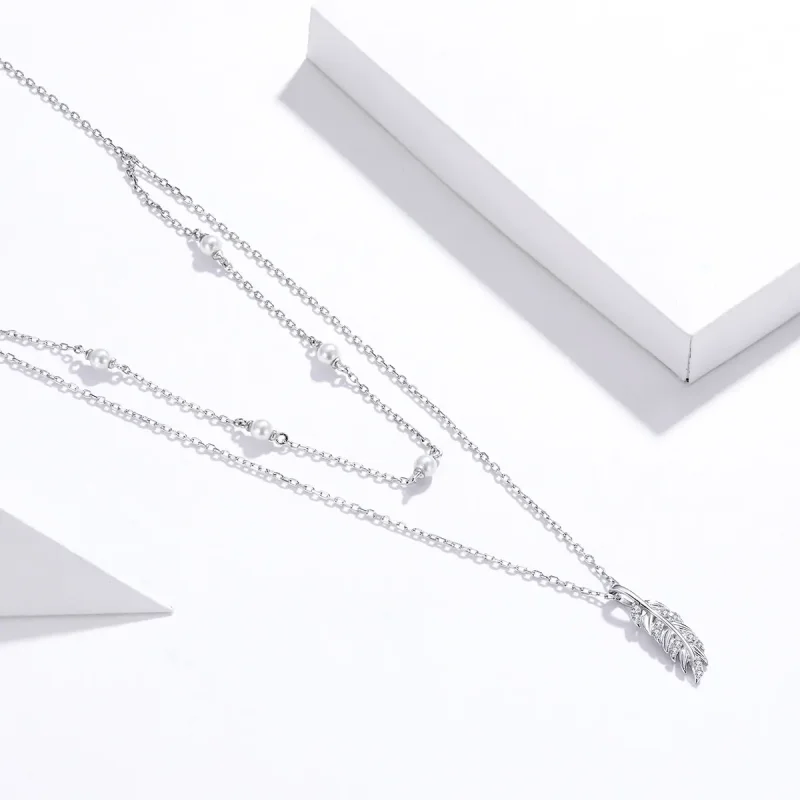 (slika za) Srebrna sijoča ogrlica z obeskom v stilu Pandora - BSN208 - Ogled 2