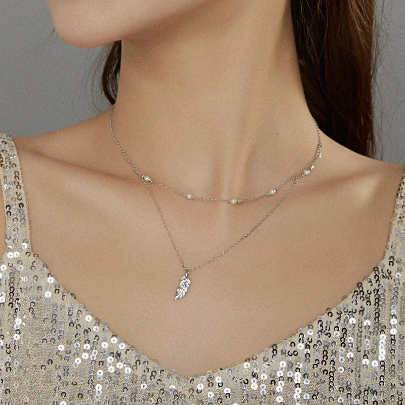 (slika za) Srebrna sijoča ogrlica z obeskom v stilu Pandora - BSN208 - Ogled 6