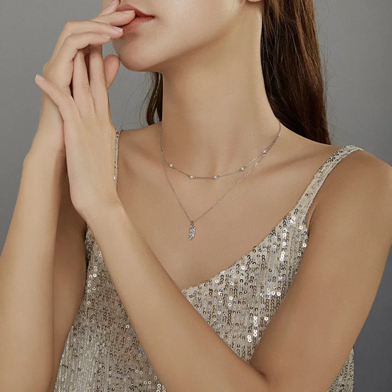 (slika za) Srebrna sijoča ogrlica z obeskom v stilu Pandora - BSN208 - Ogled 7