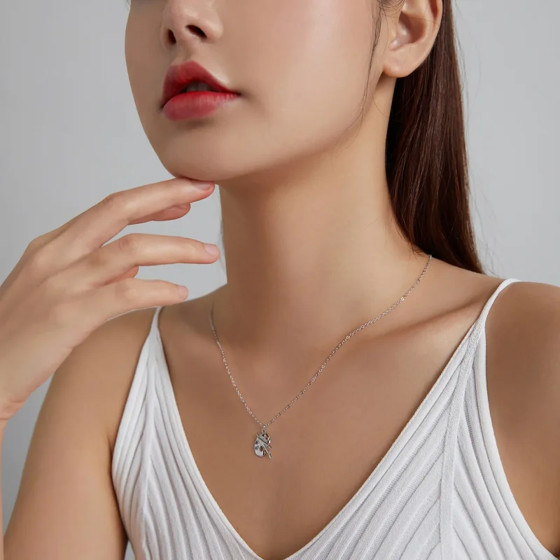 (slika za) Srebrna umetniška ogrlica z obeskom v slogu Pandora - SCN457 - Ogled 6