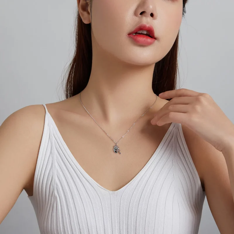 (slika za) Srebrna umetniška ogrlica z obeskom v slogu Pandora - SCN457 - Ogled 7