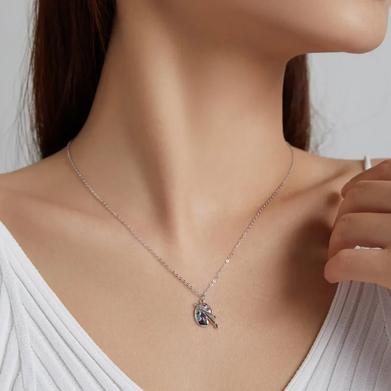 (slika za) Srebrna umetniška ogrlica z obeskom v slogu Pandora - SCN457 - Ogled 8