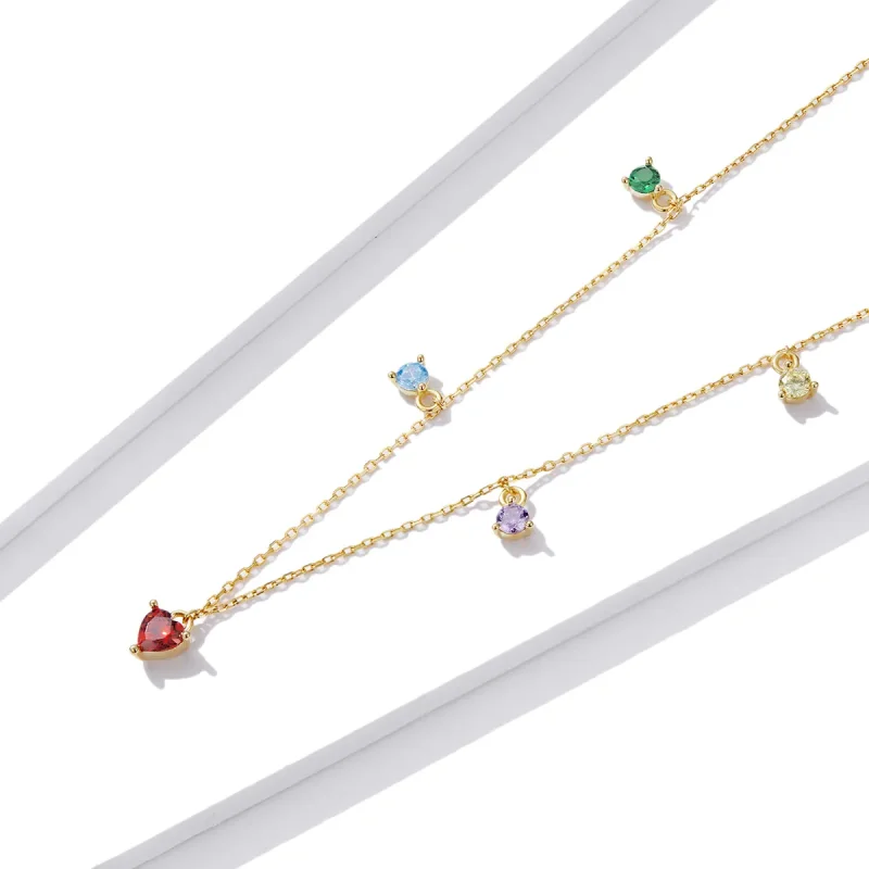 (slika za) Večbarvna cirkonska ogrlica v stilu Pandora - BSN234 - Ogled 2