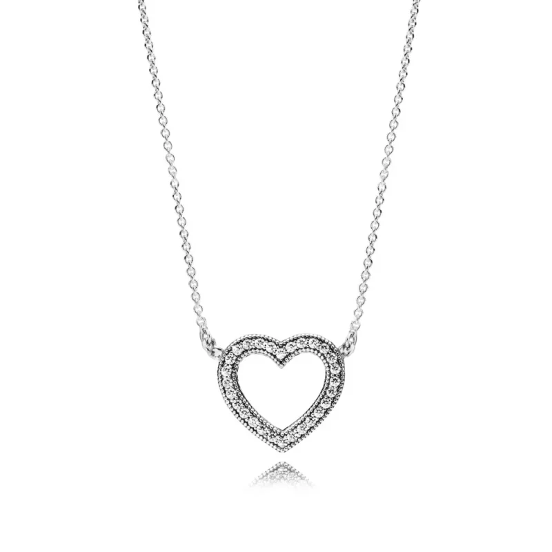 (slika za) Loving Hearts of PANDORA Ogrlica, prozorna CZ - 590534CZ-45 - Ogrlice in obeski - Slika izdelka