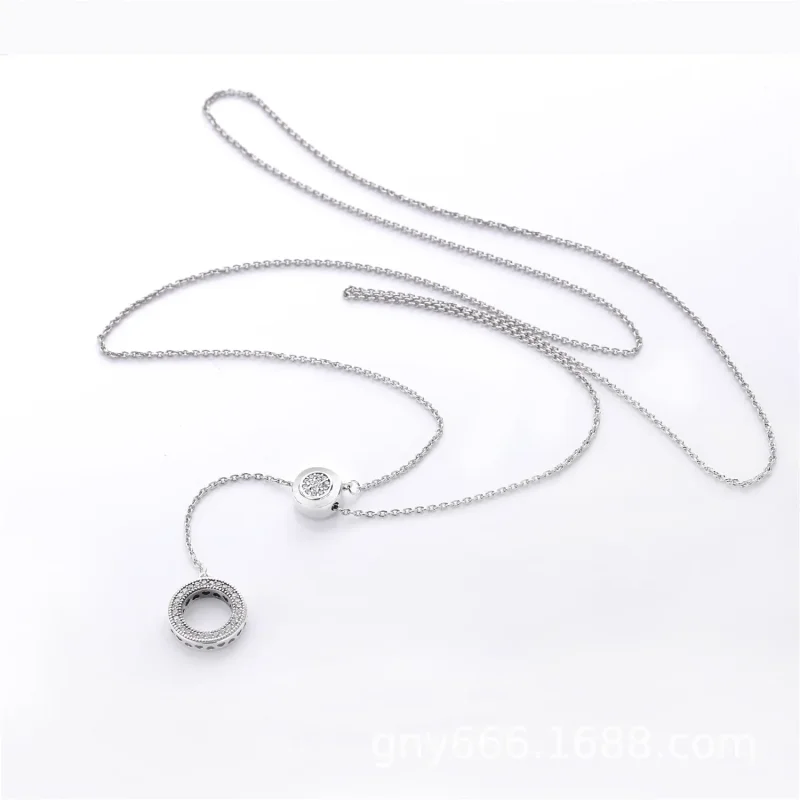 (slika za) Ogrlica s podpisom PANDORA, prozorna CZ - 397445CZ-70 - Ogled 3