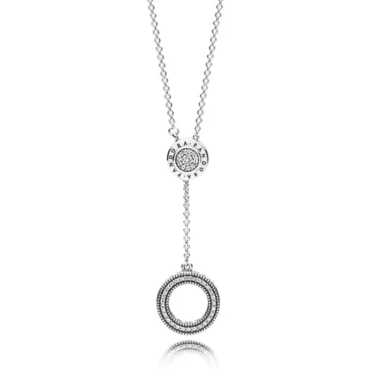 (slika za) Ogrlica s podpisom PANDORA, prozorna CZ - 397445CZ-70