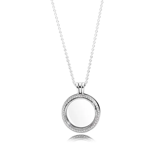 (slika za) PANDORA Bleščeča ogrlica z obeskom iz lebdečega medaljona - 396484CZ-60