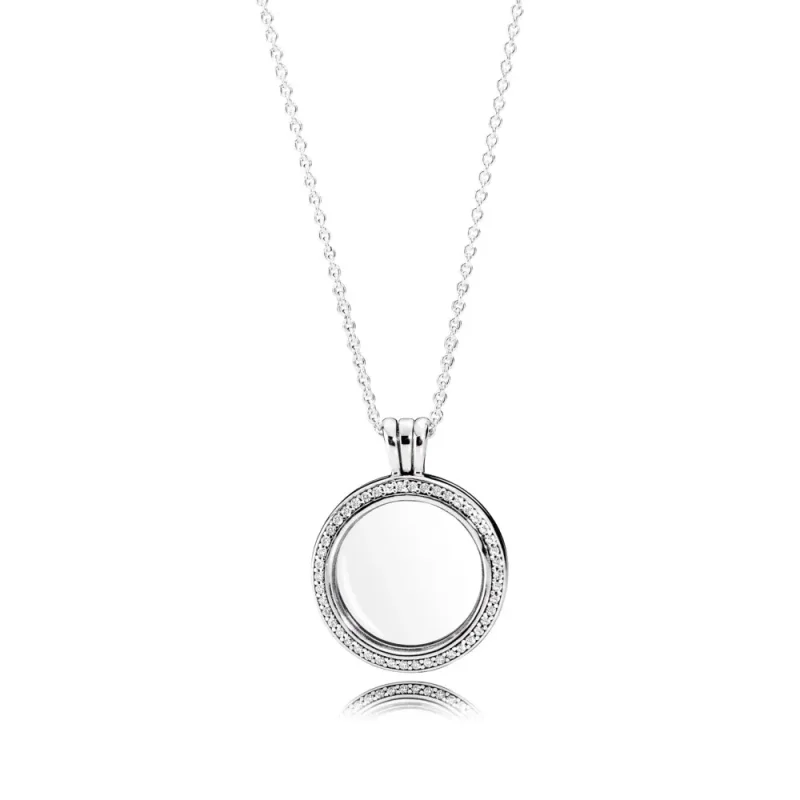 (slika za) PANDORA Bleščeča ogrlica z obeskom iz lebdečega medaljona - 396484CZ-60 - Slika izdelka