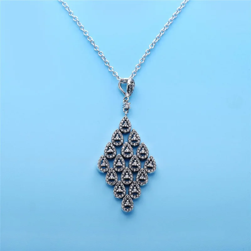 (slika za) PANDORA Kaskadno glamurna ogrlica z obeskom - 396262CZ-80 - Ogled 4