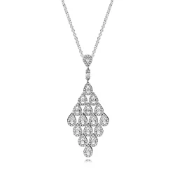 PANDORA Kaskadno glamurna ogrlica z obeskom - 396262CZ-80