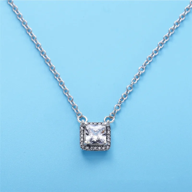 (slika za) PANDORA ogrlica z obeskom brezčasne elegance Clear CZ - 396241CZ-45 - Ogled 2