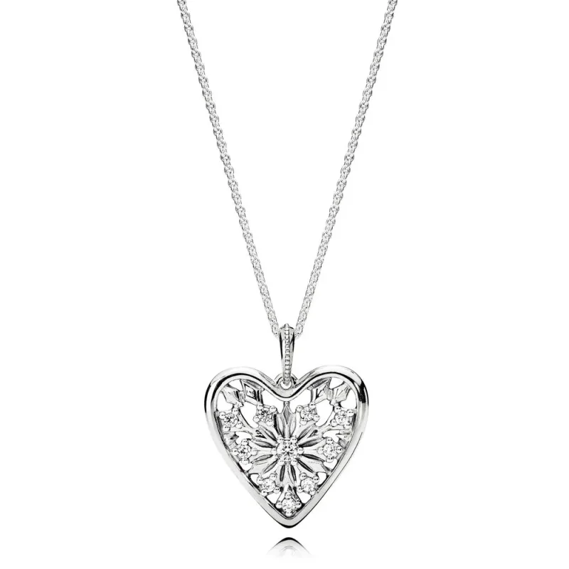 (slika za) PANDORA Ogrlica z obeskom Heart of Winter, prozorna CZ - 396369CZ-80 - Slika izdelka