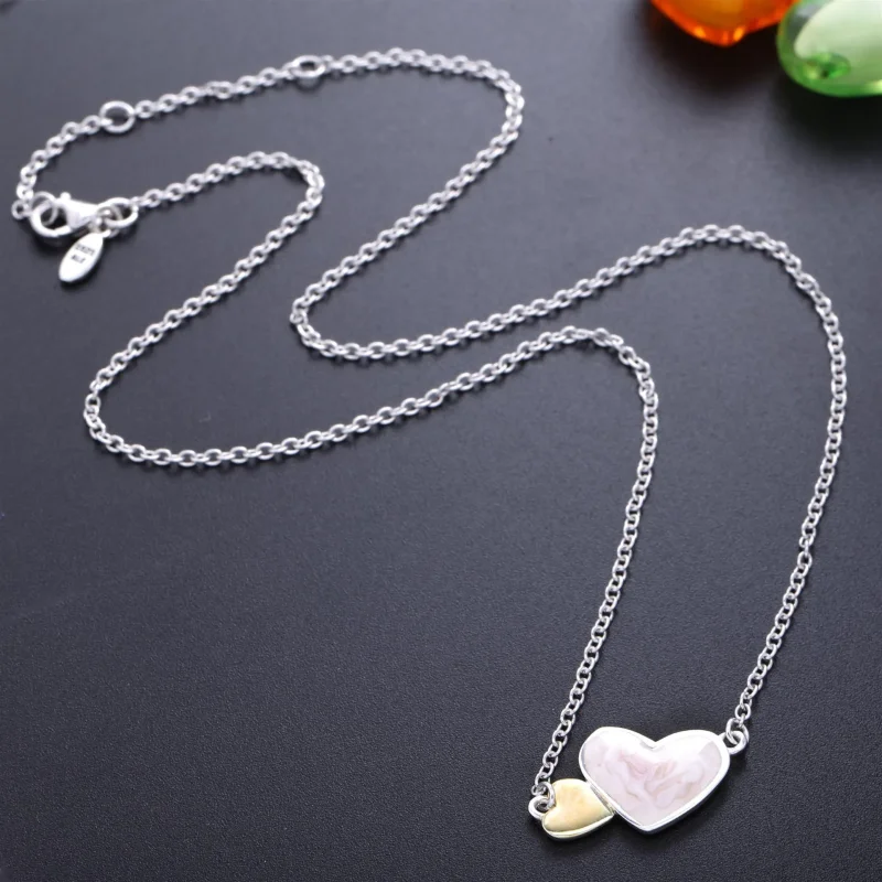 (slika za) PANDORA ogrlica z obeskom s svetlečimi srčki - 590521mop-45 - Ogled 3