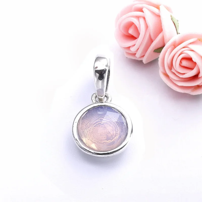 (slika za) PANDORA oktobrska kapljica, kristalni obesek v roza barvi - 390396NOP - Ogled 2