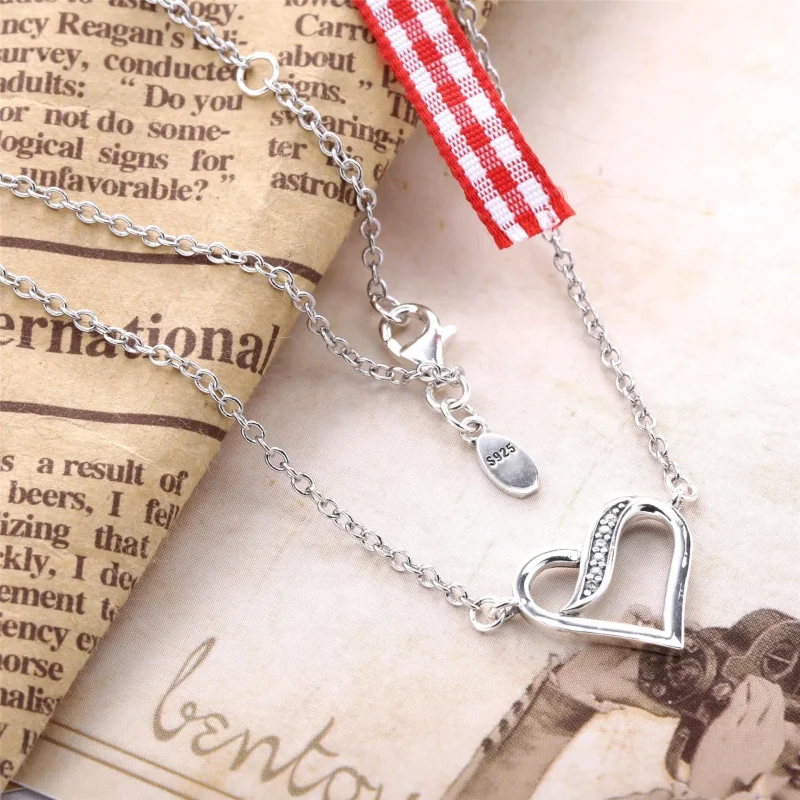 (slika za) PANDORA Ribbons of Love, prozorna ogrlica z obeskom CZ - 590535CZ-45 - Ogled 3