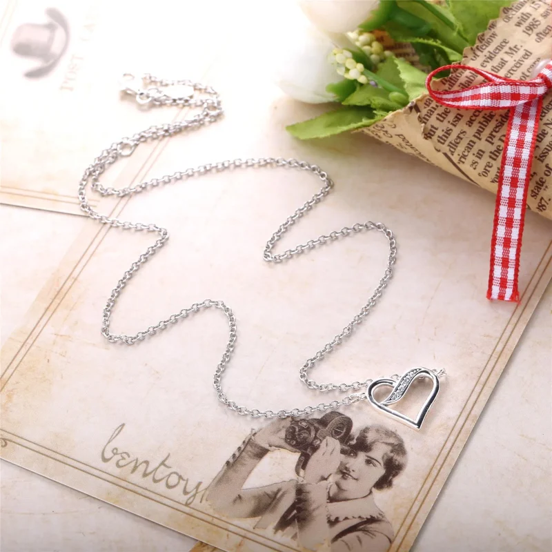 (slika za) PANDORA Ribbons of Love, prozorna ogrlica z obeskom CZ - 590535CZ-45 - Ogled 4