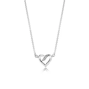 (slika za) PANDORA Ribbons of Love, prozorna ogrlica z obeskom CZ - 590535CZ-45