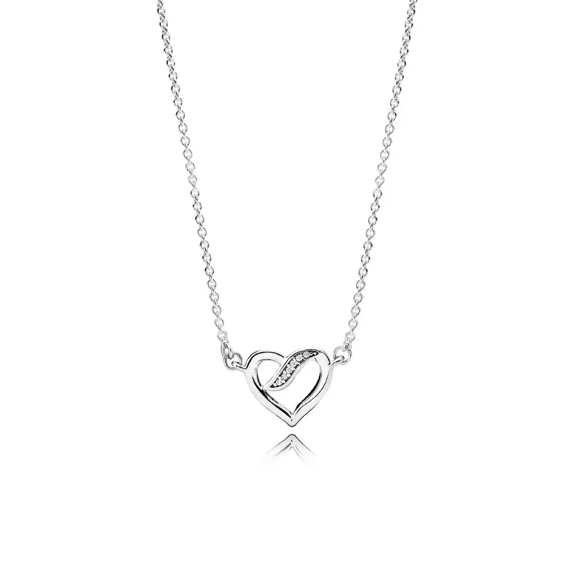 (slika za) PANDORA Ribbons of Love, prozorna ogrlica z obeskom CZ - 590535CZ-45 - Slika izdelka