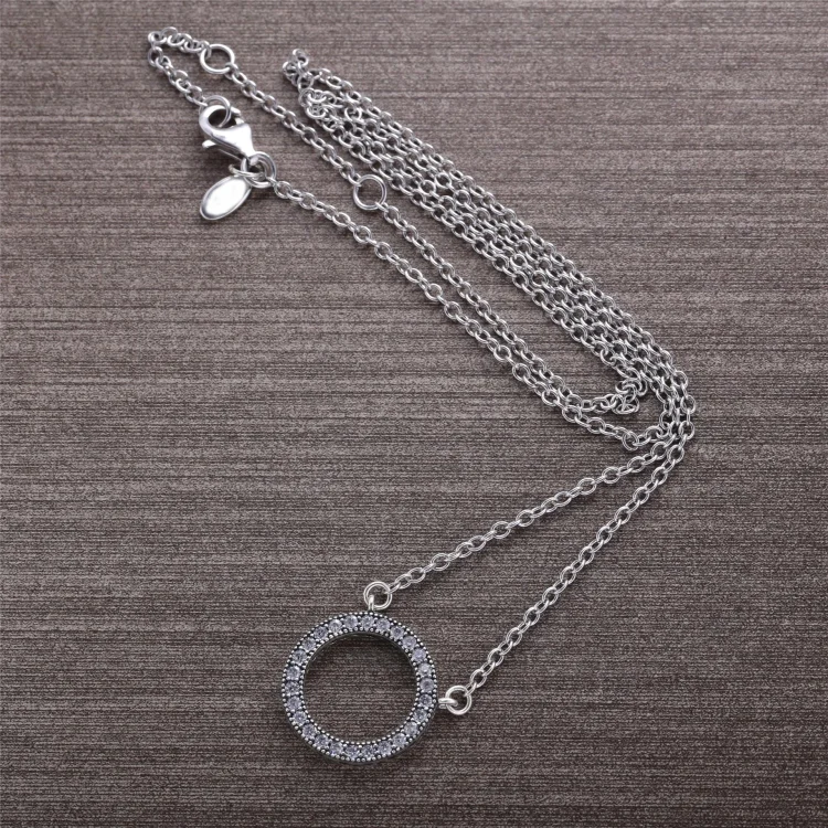 PANDORA Srca PANDORA s prozorno ogrlico z obeskom CZ - 590514cz-45
