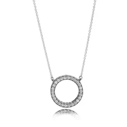 PANDORA Srca PANDORA s prozorno ogrlico z obeskom CZ - 590514cz-45