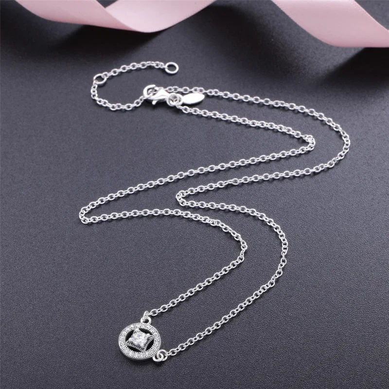 (slika za) PANDORA Vintage Allure, prozorna ogrlica z obeskom CZ - 590523CZ-45 - Ogled 2