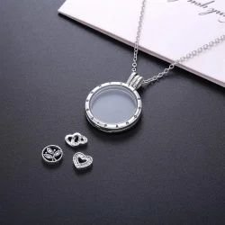 Velik lebdeči medaljon PANDORA in ogrlica Love & Family Petites - R800064
