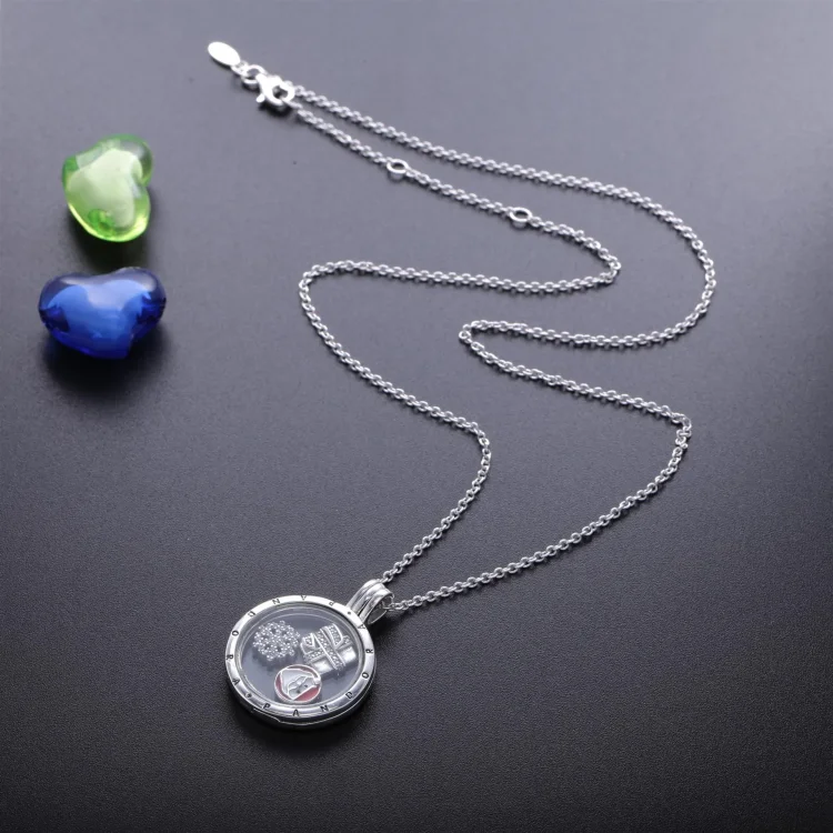 Velik lebdeči medaljon PANDORA in ogrlica Love & Family Petites - R800064