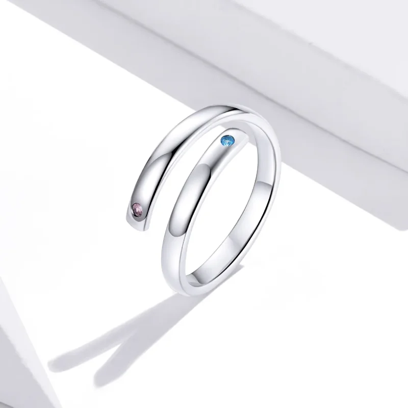 (slika za) Dvojni odprti prstan z graviranim slogom Pandora - SCR747 - Ogled 2