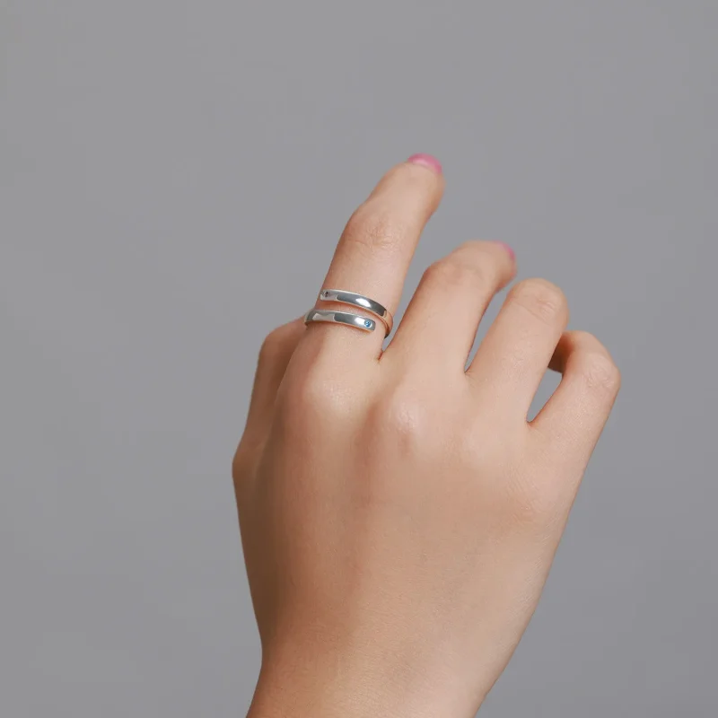 (slika za) Dvojni odprti prstan z graviranim slogom Pandora - SCR747 - Ogled 7