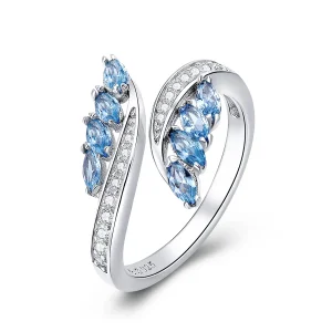 (slika za) Eleganten odprt prstan z vrbovo vejo v stilu Pandora - BSR005