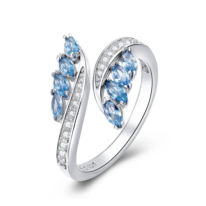 (slika za) Eleganten odprt prstan z vrbovo vejo v stilu Pandora - BSR005 - Slika izdelka