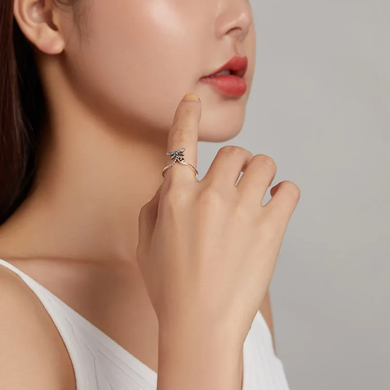 (slika za) Odprt prstan Pandora Style Love Dragonfly - SCR734 - Ogled 7