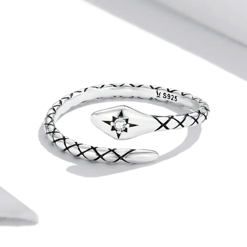 (slika za) Odprt prstan Pandora Style Retro Spirit Snake - SCR798 - Ogled 3