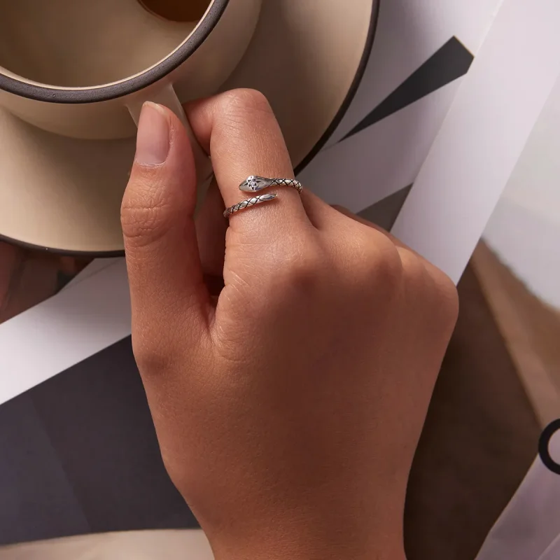 (slika za) Odprt prstan Pandora Style Retro Spirit Snake - SCR798 - Ogled 5