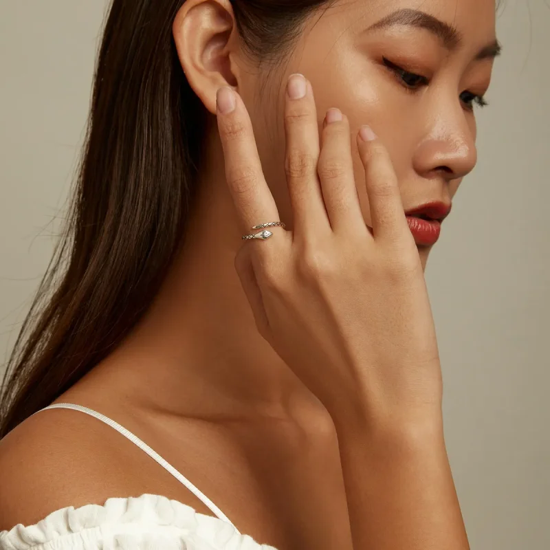 (slika za) Odprt prstan Pandora Style Retro Spirit Snake - SCR798 - Ogled 8