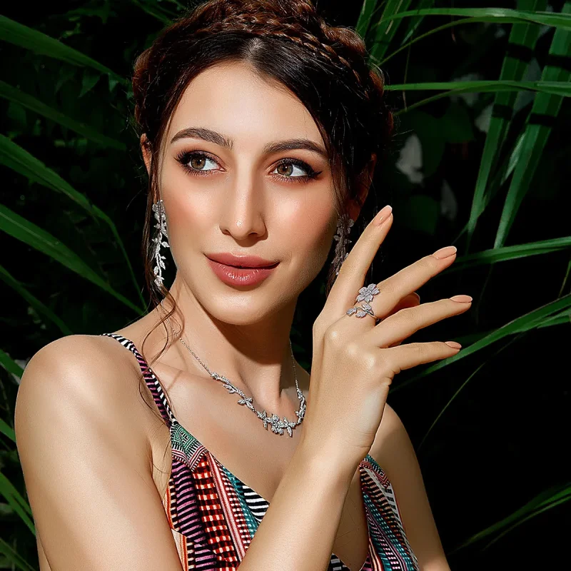 (slika za) Odprt prstan s češnjevimi cvetovi v stilu Pandora - BSR076 - Ogled 7