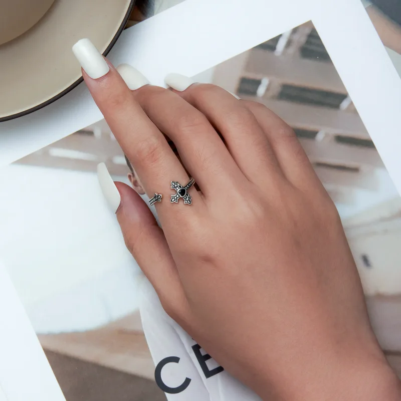 (slika za) Odprt prstan s križem v stilu Pandora - BSR298 - Ogled 5