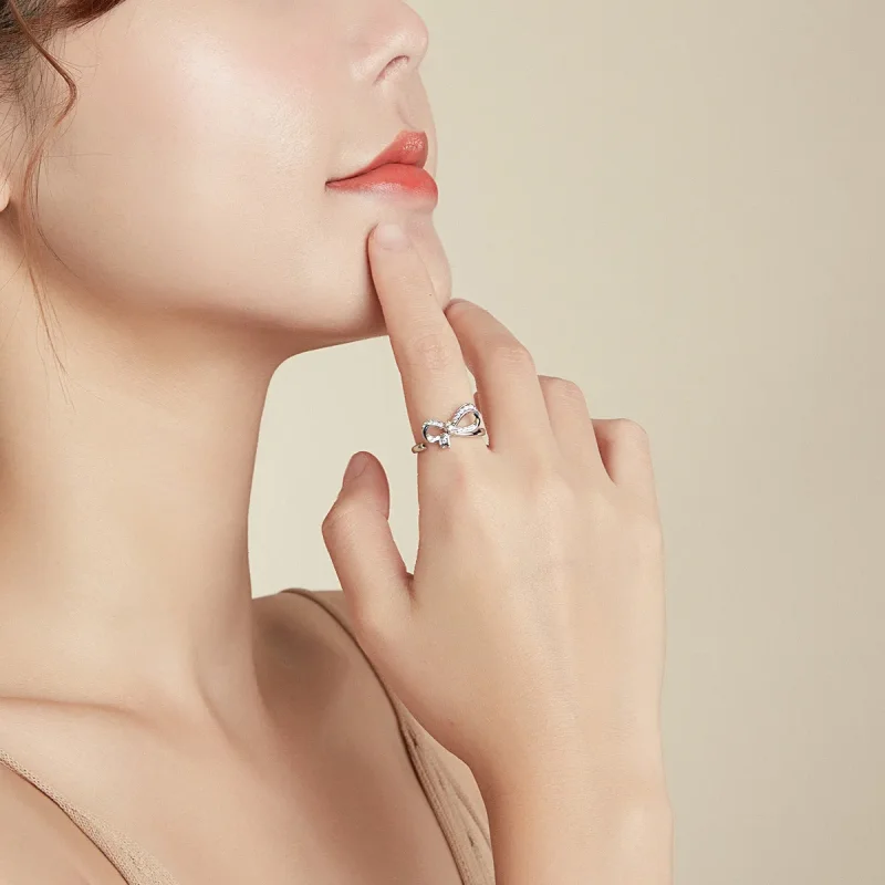 (slika za) Odprt prstan s pentljo v stilu Pandora - BSR158 - Ogled 7