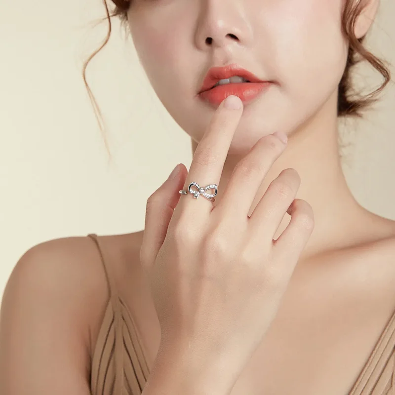 (slika za) Odprt prstan s pentljo v stilu Pandora - BSR158 - Ogled 9