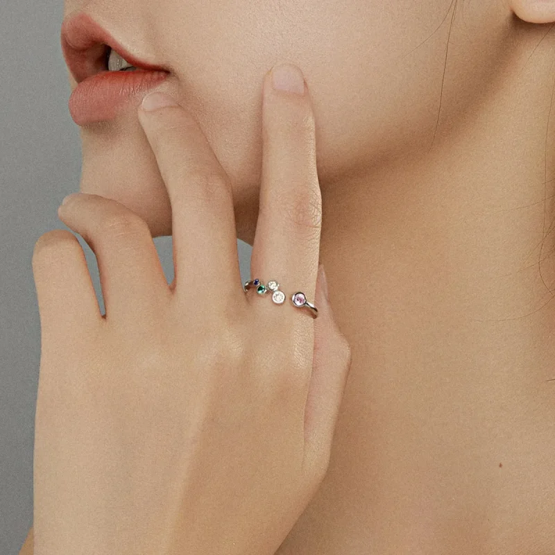 (slika za) Odprt prstan s pisanimi mehurčki v stilu Pandora - BSR149 - Ogled 8