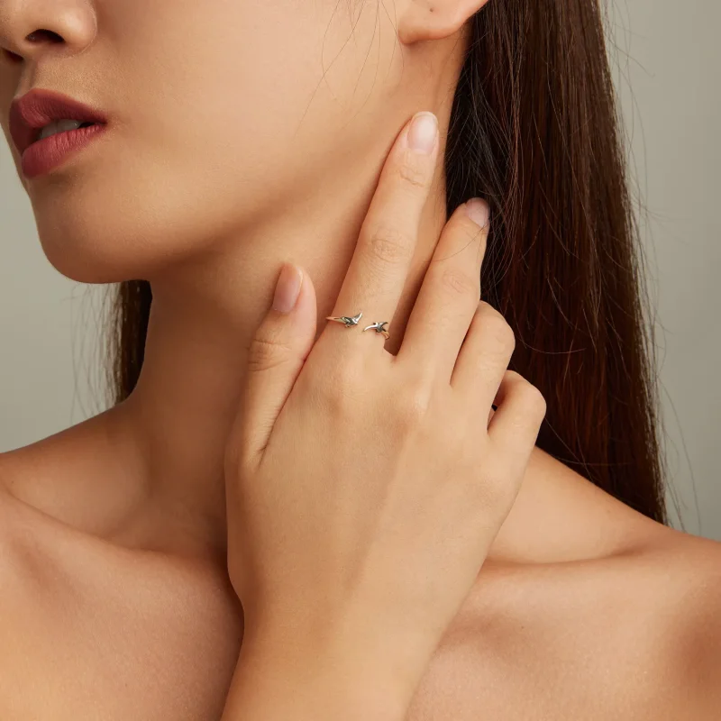 (slika za) Odprt prstan s pticami v stilu Pandora - SCR869 - Ogled 4